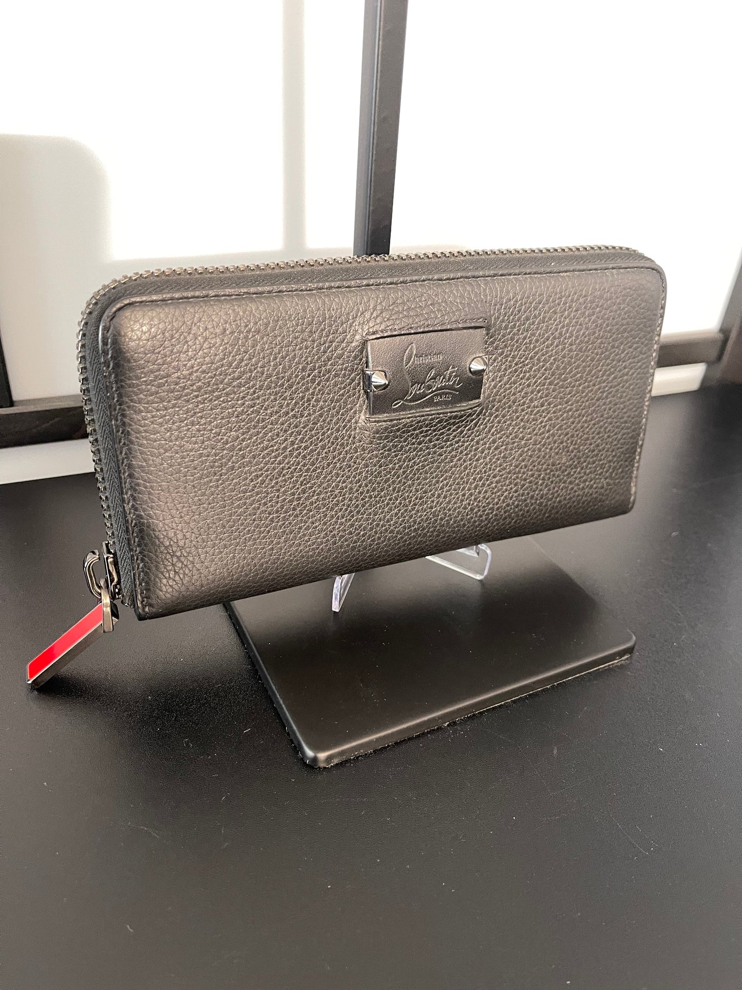 Pre-owned Christian Louboutin Black Leather Panettone Wallet