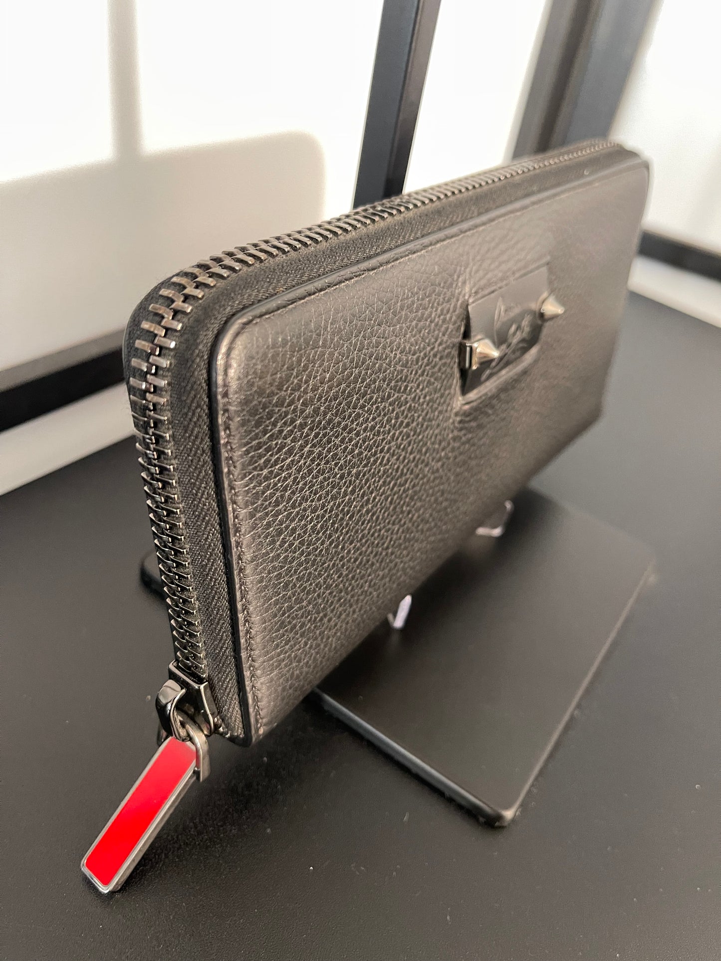 Pre-owned Christian Louboutin Black Leather Panettone Wallet