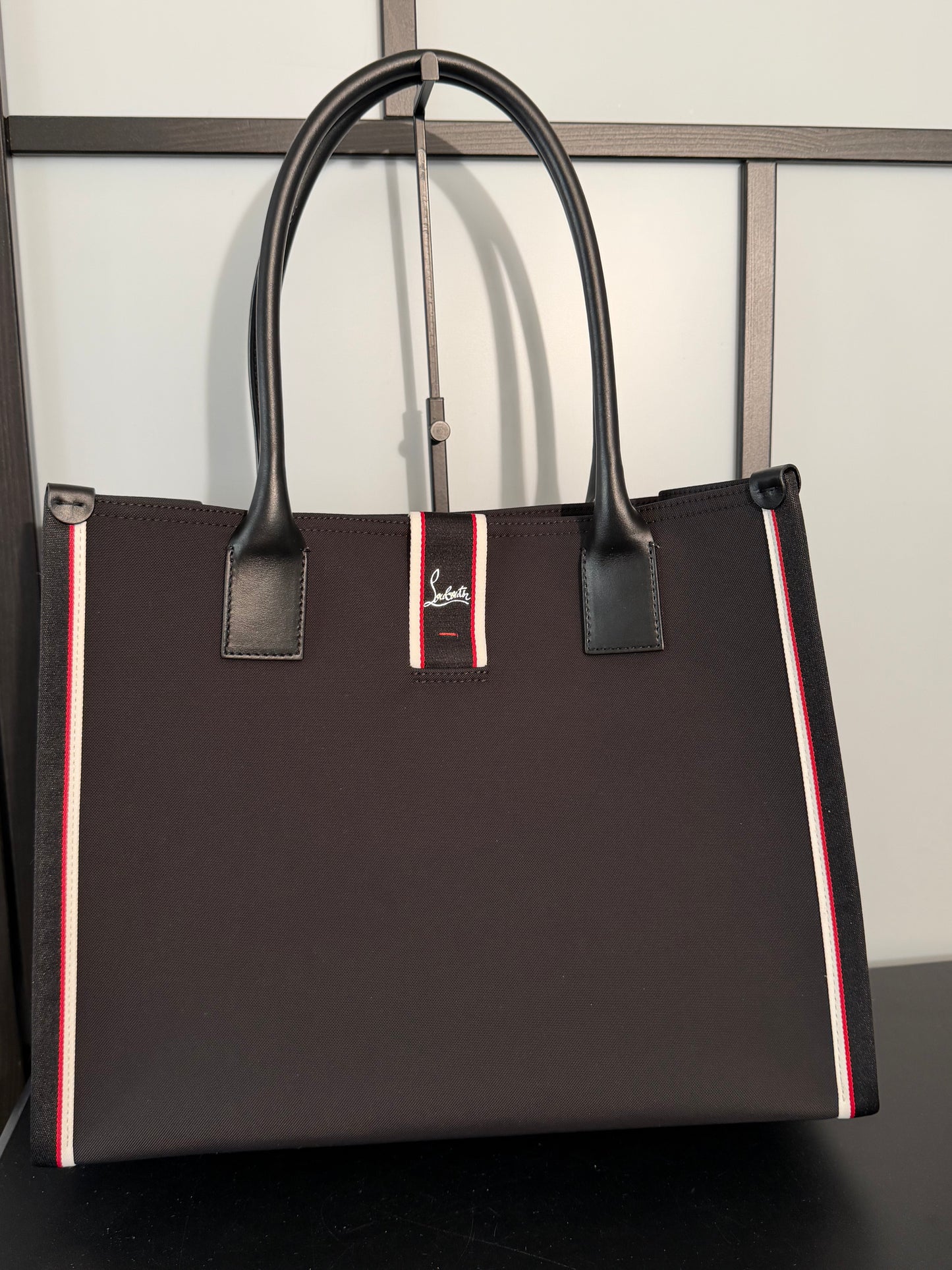 Christian Louboutin Nastroloubi FAV Large Canvas Black Tote Bag Pre-Owned