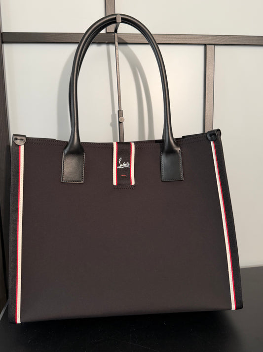 Christian Louboutin Nastroloubi FAV Large Canvas Black Tote Bag Pre-Owned