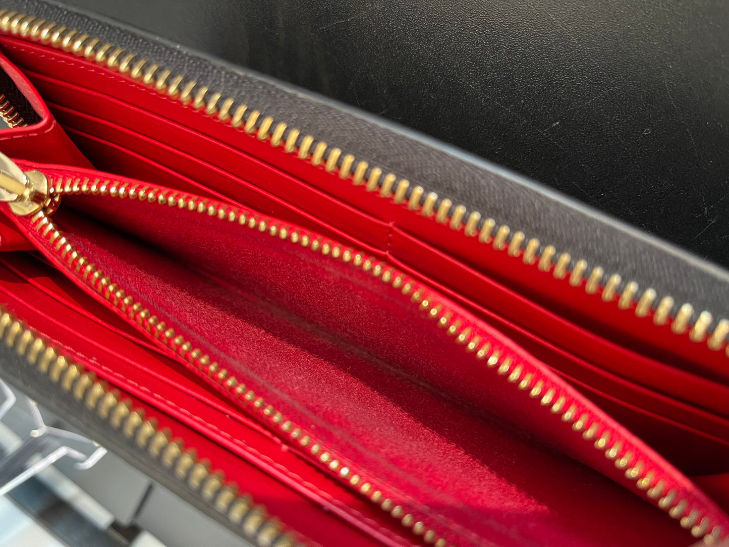 Pre-Owned Christian Louboutin Black Pantotone Studded Zippy Wallet