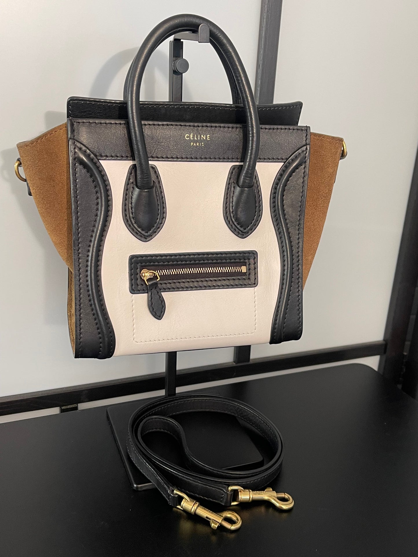 Pre-Owned Celine Brown/Tan Nano Micro Luggage Handbag