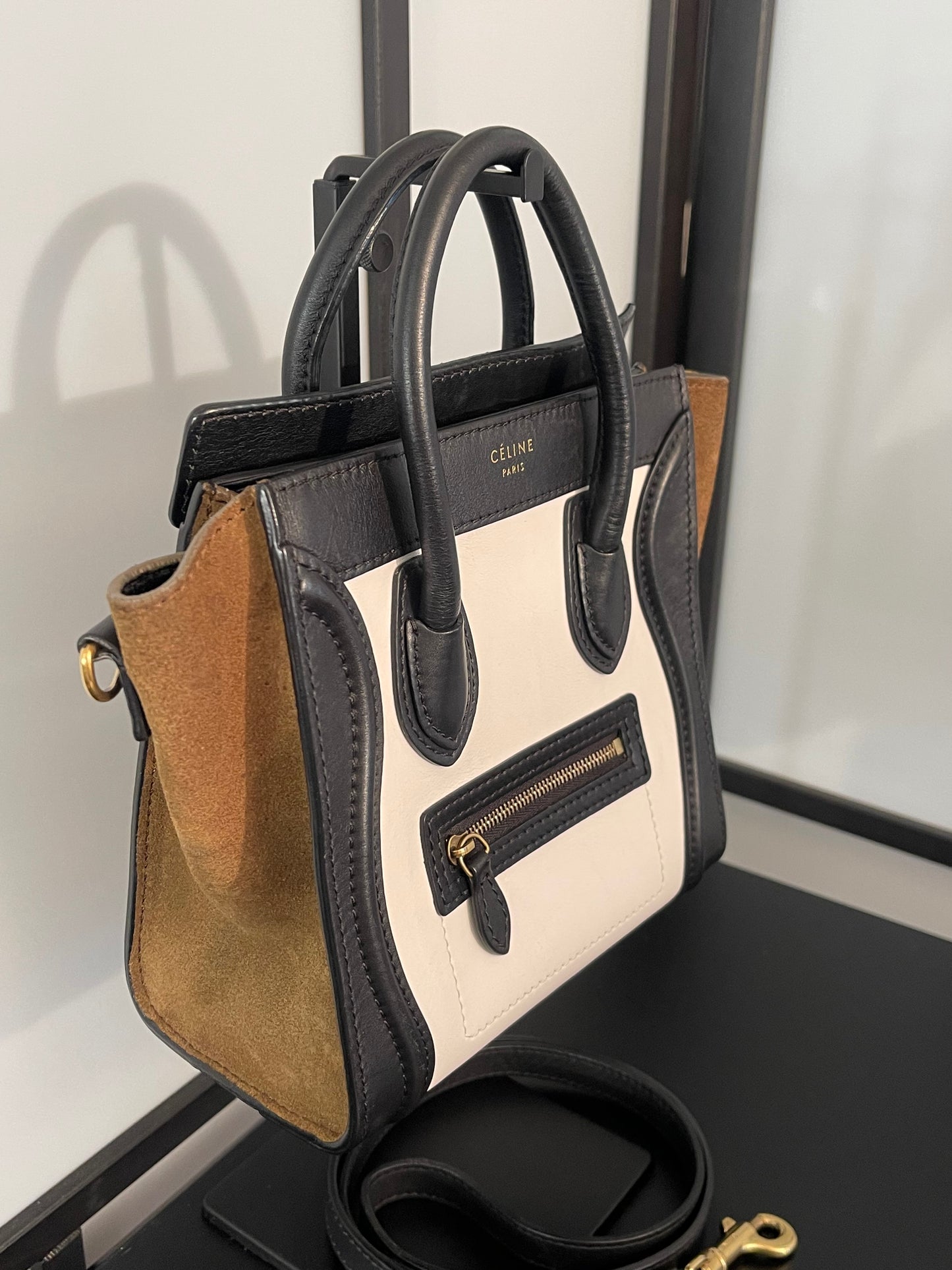 Pre-Owned Celine Brown/Tan Nano Micro Luggage Handbag