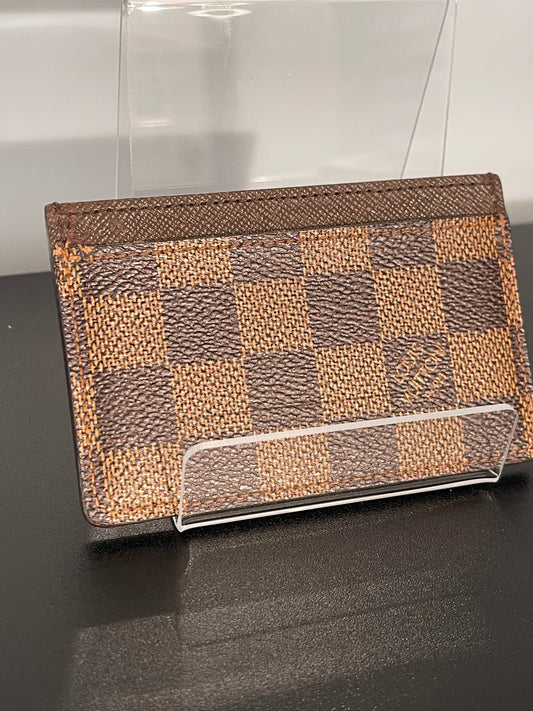 Pre-Owned Louis Vuitton Brown Damier Ebene Canvas Card Holder