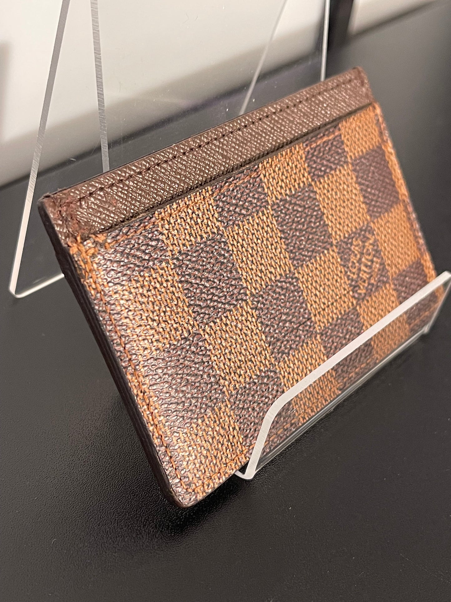 Pre-Owned Louis Vuitton Brown Damier Ebene Canvas Card Holder