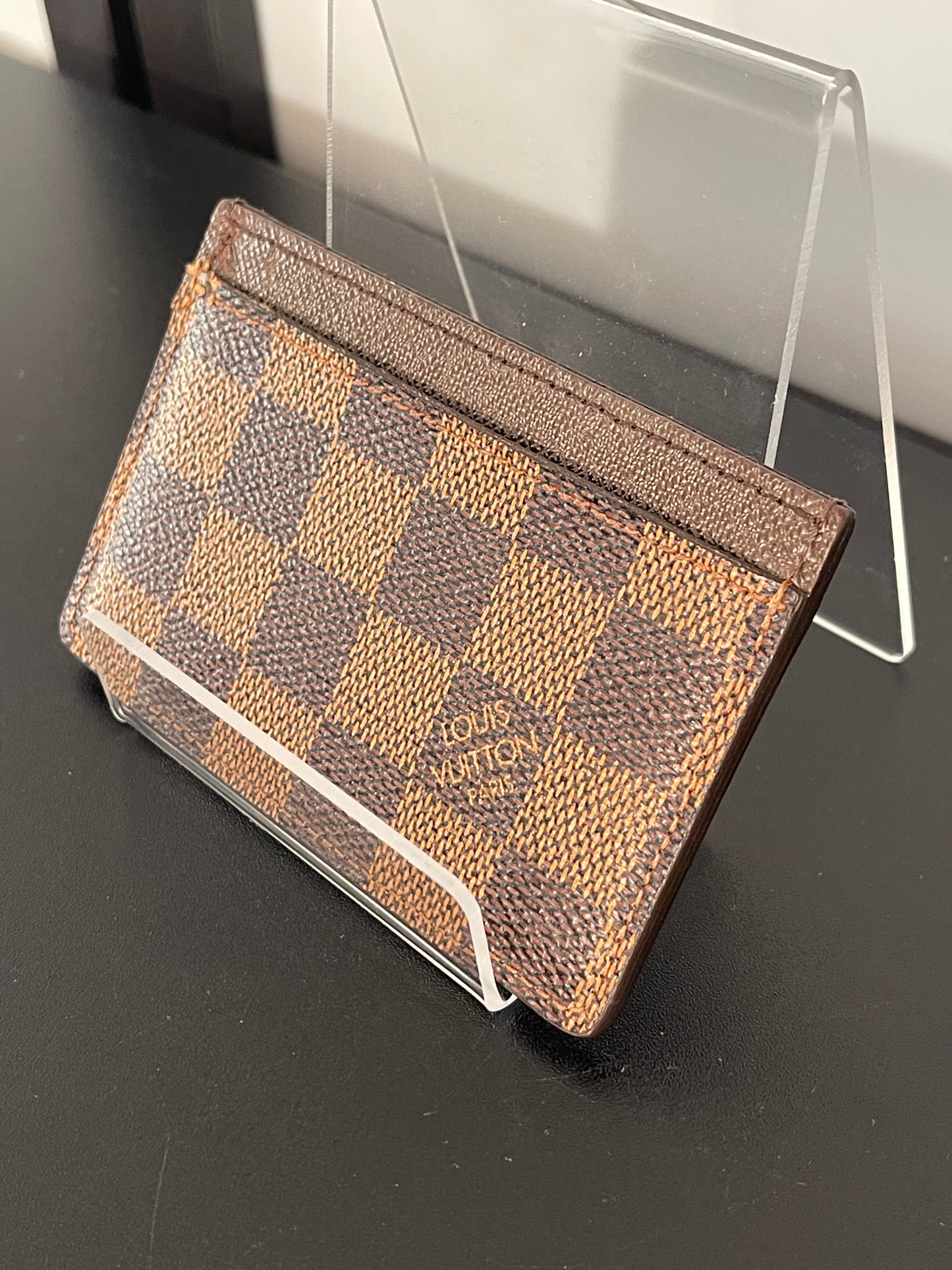 Pre-Owned Louis Vuitton Brown Damier Ebene Canvas Card Holder
