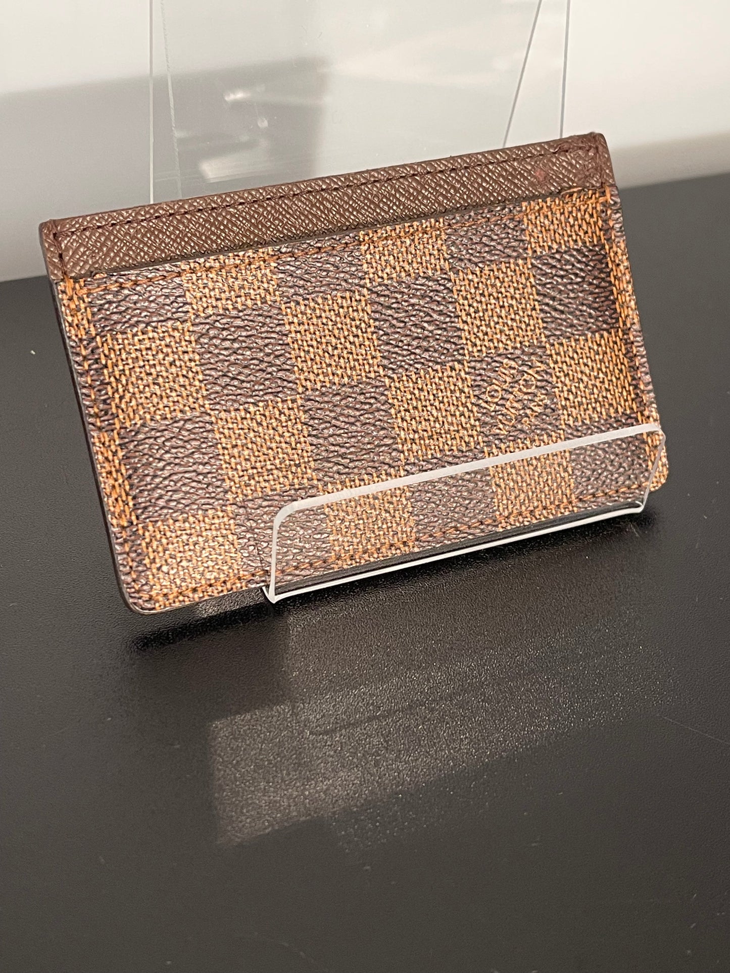Pre-Owned Louis Vuitton Brown Damier Ebene Canvas Card Holder
