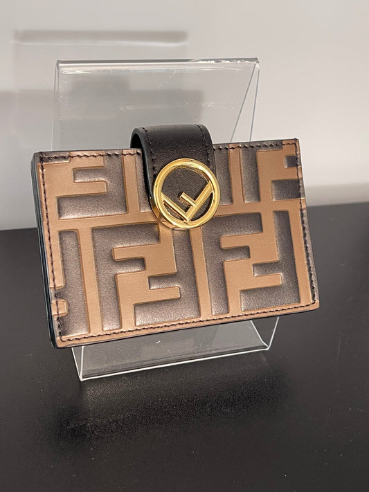 Pre-Owned Fendi Brown Vitello Cruise Accordion Card Holder